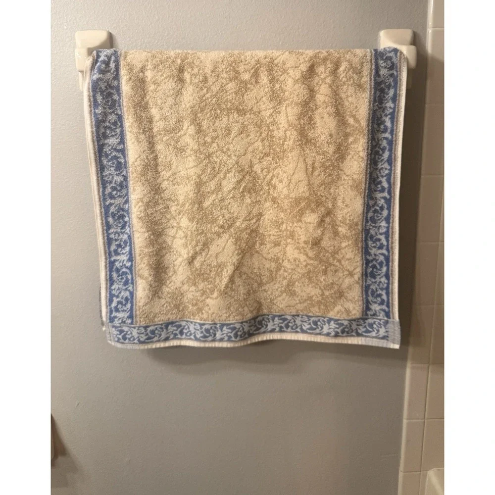 VTG Royal Velvet‎ by Fieldcrest MCM Traditional Towel Set USA Cotton Blue Brown